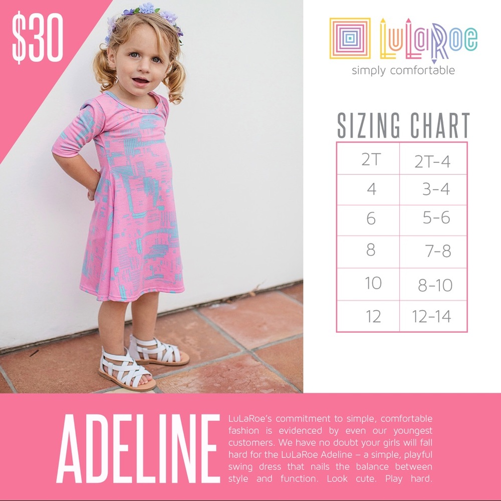 NWT Classic LuLaRoe Kid’s Adeline Dress 6 & 12 - Picture 5 of 5